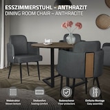 thumbnail of ML-Design Esszimmerstühle 6er Set Anthrazit, Stoff, Armlehnen & Rattan-Optik Rückenlehne, Metallbeine, ergonomische Polsterstühle Küche