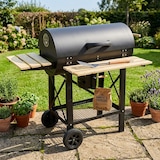 thumbnail of Barbecue A Carbone Con Coperchio E Ripiani Laterali BBQ Grill Da Giardino Con Griglia Rialzata Scaldavivande In Acciaio 110 x 70.5 x 101.5 Cm