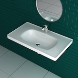 thumbnail of Alpenberger Keramik Hänge Waschbecken | Handwaschbecken zur Wandmontage | Becken Nanobeschichtung 89 cm Badezimmer