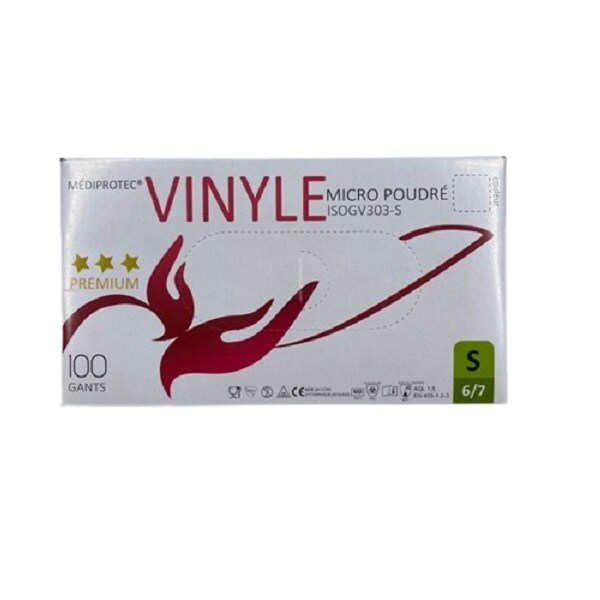 Gant vinyle micro-poudre mediprotec petit taille 6/7 PROMOSAC