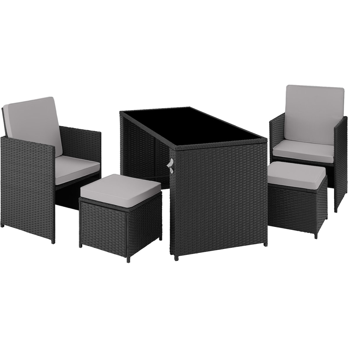tectake Conjunto de ratán Palermo   Negro/Gris