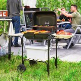thumbnail of Outsunny Barbecue a Carbone con 3 Ripiani, Ruote e Coperchio Rosso