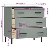 thumbnail of vidaXL Sideboard OSLO mit 3 Schubladen Grau 77x40x79,5 cm Massivholz