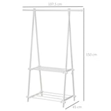 thumbnail of Suporte para Cabide Dobrável com 2 Prateleiras e  1 Barra para Pendurar Roupas para Sala Quarto Entrada 107,5x45x150 cm