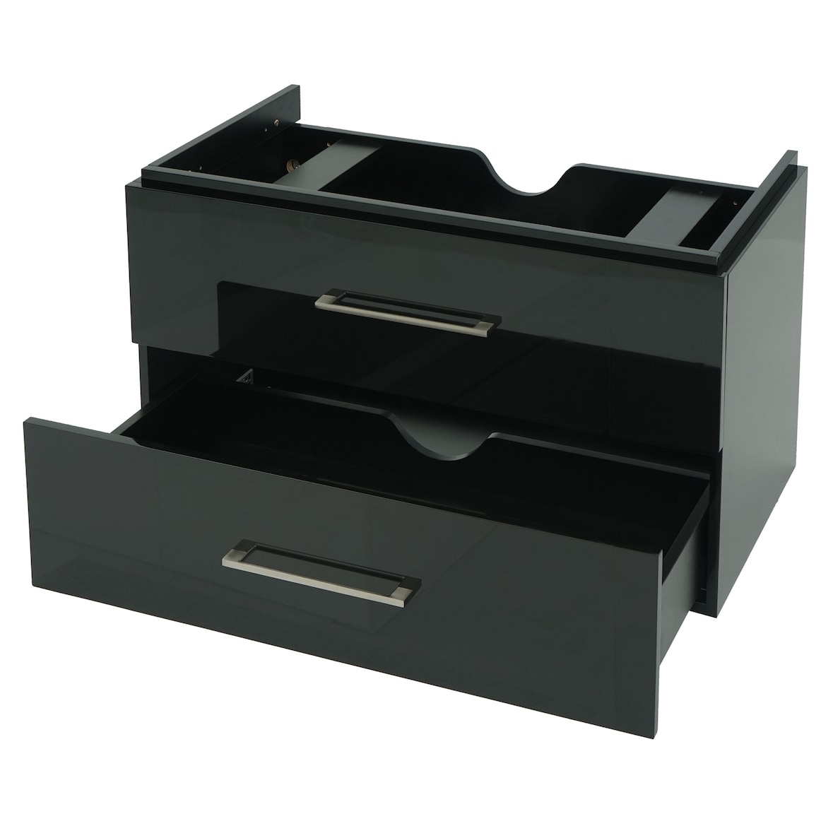 Premium badmeubel HWC-D16, badmeubel wastafel badkamermeubel, hoogglans 90cm ~ zwart