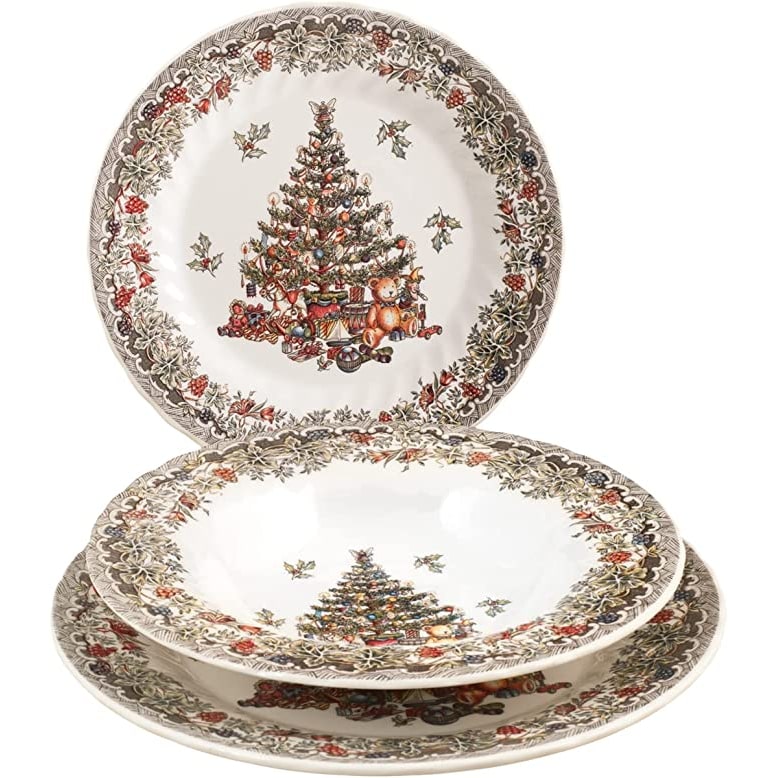 Churchill Servizio Tavola 18 Pezzi Seasons Greetings in Earthenware Decoro Natale