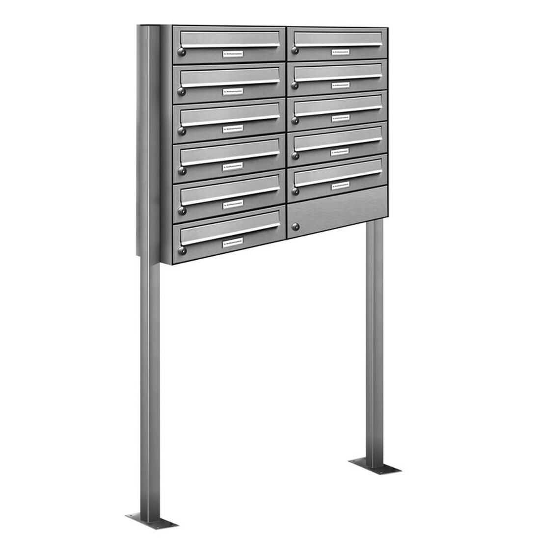 AL Briefkastensysteme 11 Fach Premium Edelstahl Stand Briefkasten Anlage für Post A4 modern, robust, wetterfest, Artikelnummer: 132T11S2