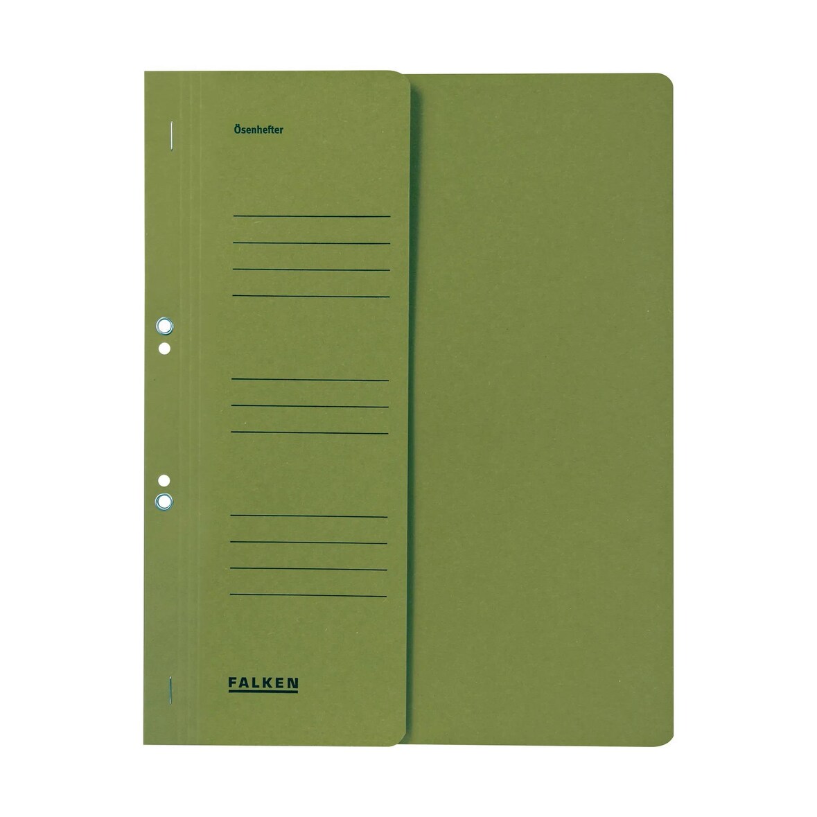 Falken 80000490 50x Ösenhefter für DIN A4, 250g/m2 Manila-RC-Krt., 1/2 Vorderd., kaufm. Heftung - Grün