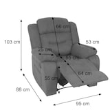 thumbnail of Fernsehsessel HWC-J57, XXL Relaxsessel TV-Liegesessel Nosagfederung Wildleder-Optik Stoff/Textil bis 200kg ~ graublau