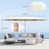 thumbnail of Doppelschirm mit Kurbel 12 Stahlstreben UV30+ Schutz 180g/m² Polyester 455x265 cm Beige