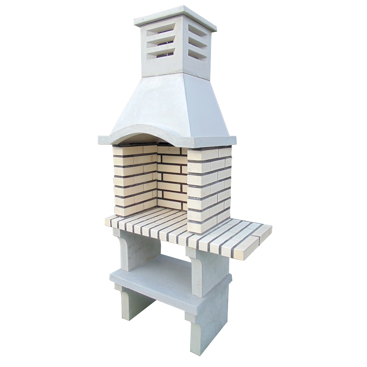BBQ NATIVE - Barbacoa con 1 balda, construido con ladrillo blanco y cemento refractario - 98x50x205cm