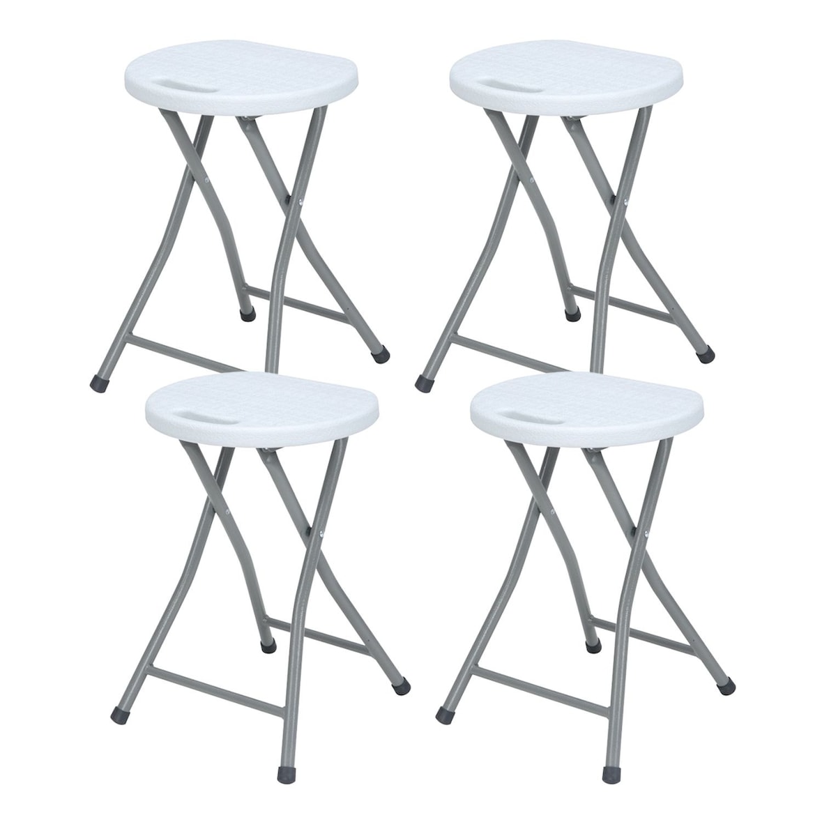 Pack de 4 bancos dobráveis ​​em resina e aço 31x45cm branco 7house