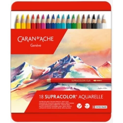 Boîte métal de 18 crayons de couleur aquarellables SUPRACOLOR, couleurs assorties