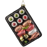 thumbnail of Christbaumschmuck Glas 12,7cm Sushi Box Figur Handbemalt & mit Glitzer Weihnachtsbaum Anhänger Christbaumanhänger Weihnachtsbaumschmuck Deko Schwarz
