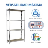 thumbnail of SimonRack Estante Metálico 1500x1200x500 mm, 4 Prateleiras em Madeira, Estrutura em Aço, 200 kg por Nível, Galvanizado/Madeira – Maderclick