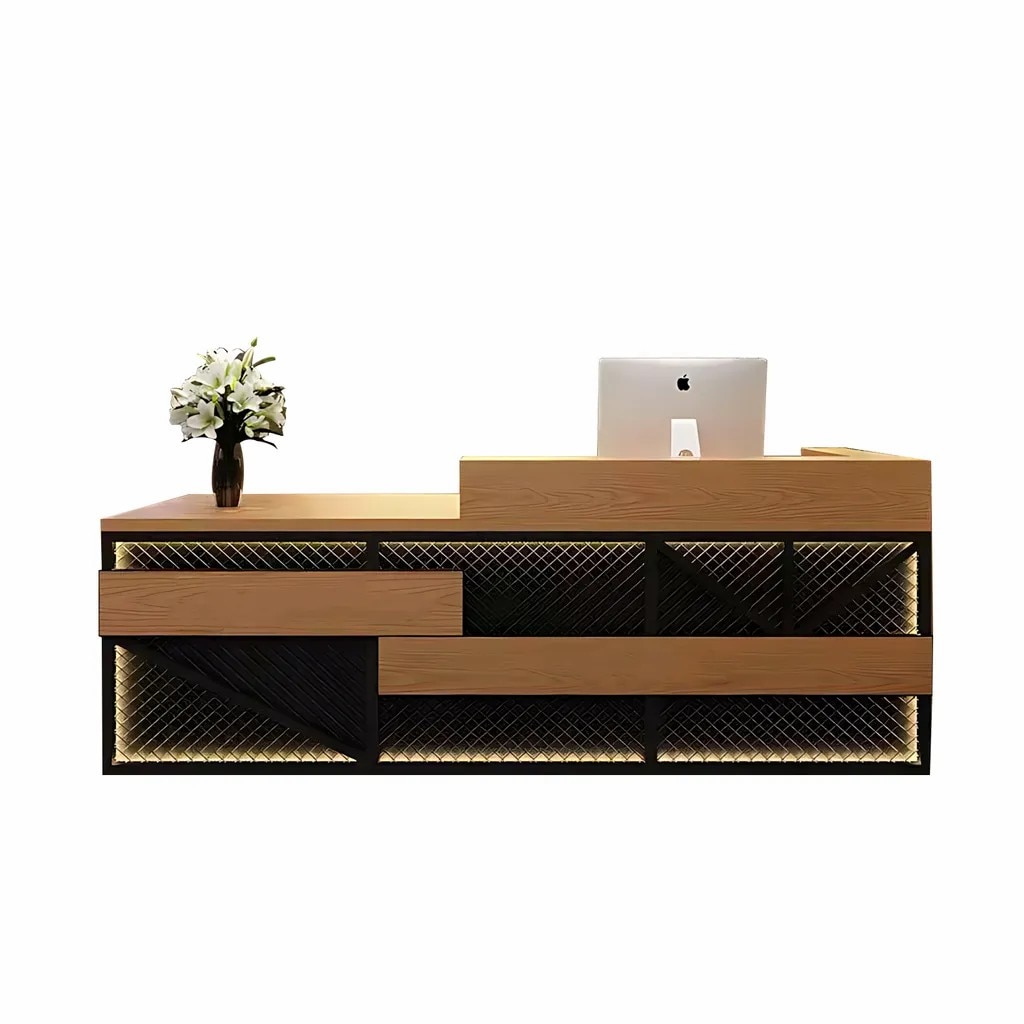 【TWMT160cm】Maßanfertigung Kasse Bartheke Kassentheke Bartisch Empfangstheke Retro Theke Bar Empfangstheke Holzfarbe