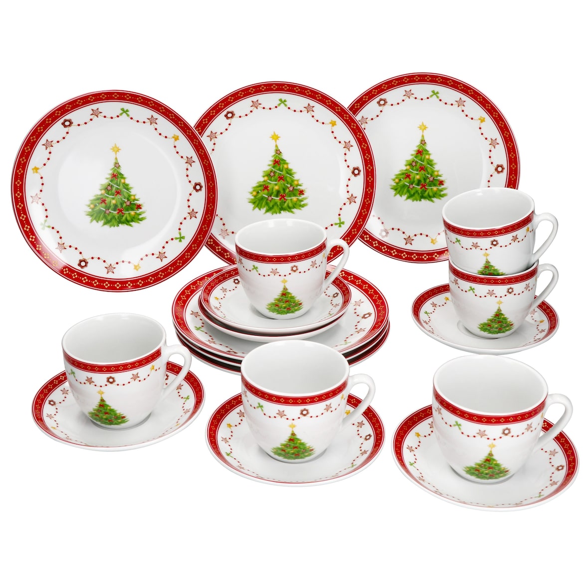 18tlg. Kaffeeservice Weihnachtstraum Porzellan für 6 Personen