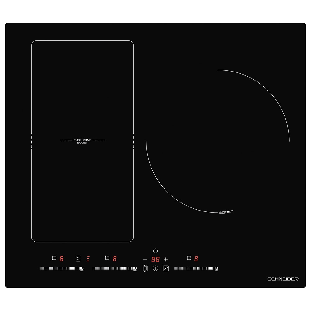 SCHNEIDER SCTI6031N5/1 Placa de Inducción 60cm 1 zona flexible 3 fogones 7400w Negra