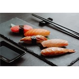 thumbnail of eGenuss Schieferplatten 6er-Set – Servierplatten aus Naturschiefer, schwarze Dessertteller & Sushi-Teller Gastronomie Catering – rechteckig 30x15 cm