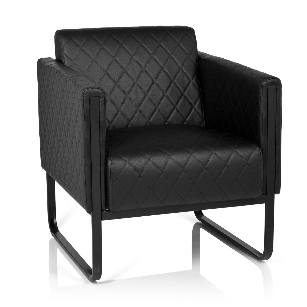 Loungesessel ARUBA BLACK Gestell schwarz Kunstleder 1-Sitzer schwarz hjh OFFICE