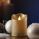 thumbnail of LED Kerze mit beweglicher Flamme Echtwachs Rustik-Optik H: 10cm Timer gold