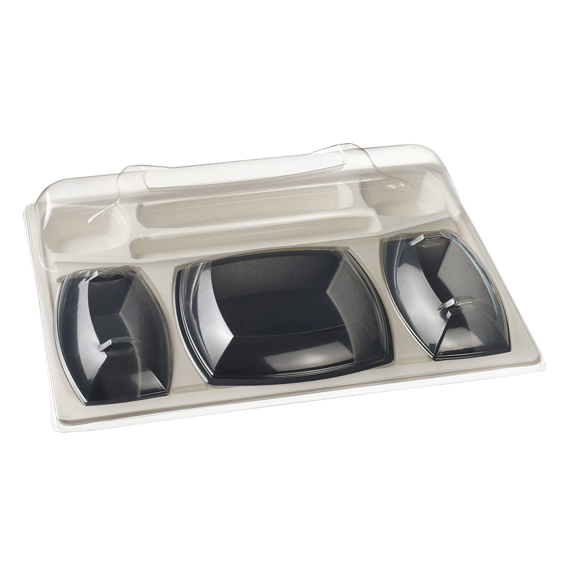 SOLIA Kit plateau-repas Gala vaisselle noire + couvercle - KC50153 - par 60 pièces