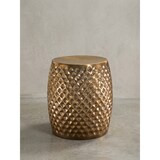 thumbnail of Beistelltisch 32x42x32 cm Aluminium Anstelltisch Gold Orientalisch Rund, Flacher Hammerschlag Sofatisch Metall, Design Wohnzimmertisch Modern,