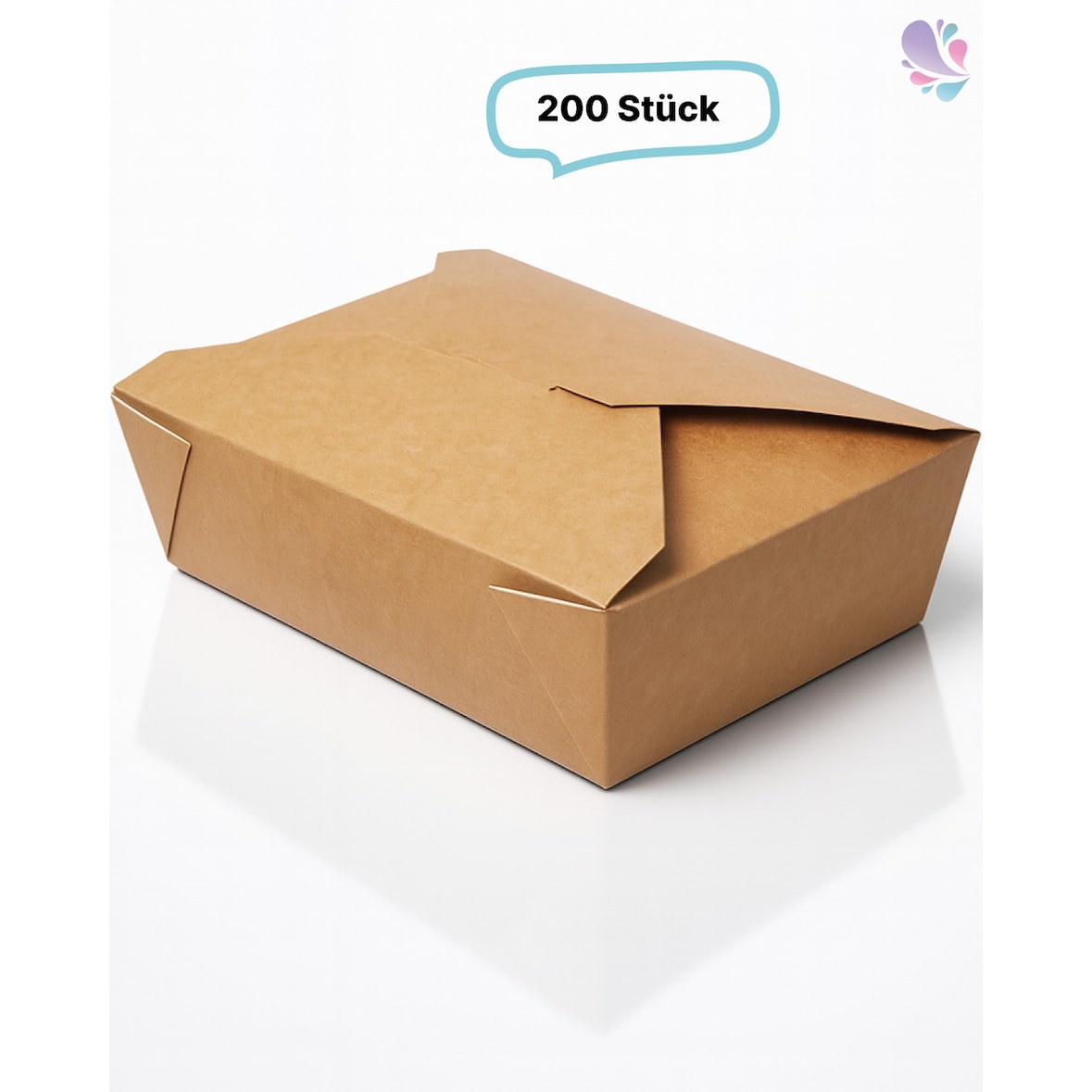 Lunch-Box 1000ml 200 Stk, to go, take away, biologisch abbaubar, natürliches Design, weiße Innenschicht