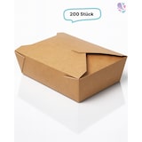 thumbnail of Lunch-Box 1000ml 200 Stk, to go, take away, biologisch abbaubar, natürliches Design, weiße Innenschicht