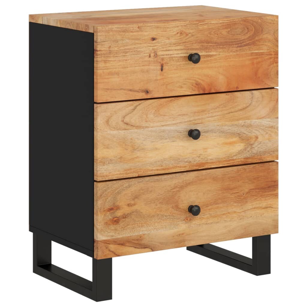 Mesita de noche madera acacia madera contrachapada 50x33x62 cm