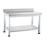 thumbnail of Mesa de trabajo de acero inoxidable 1800 x 600 con peto, con estante