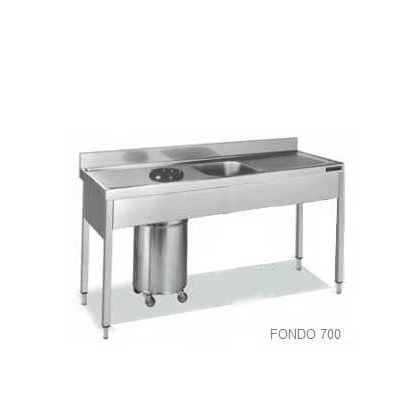 Fregadero con Cubeta y Aro Desbarazado Fondo 600 Distform 1800x600x850/900 mm 