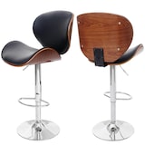 thumbnail of Barhocker Foxrock, Barstuhl, Holz Bugholz Retro-Design ~ Walnuss-Optik, Kunstleder schwarz