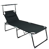 thumbnail of XXL Aluminium Gartenliege Sonnenliege gepolstert mit Kopfkissen Sonnendach 200cm Schwarz : Schwarz