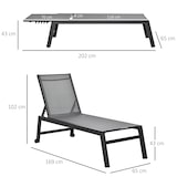 thumbnail of Outsunny Espreguiçadeira de Jardim com Encosto Reclinável 5 Posições em Alumínio e Textilene Carga 120 kg  169x65x102 cm Cinza