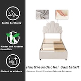 thumbnail of Merax Polsterbett 90 x 200 cm, mit 2 Ablagefächern, Gästebett aus hautfreundlichem Samt, Beige