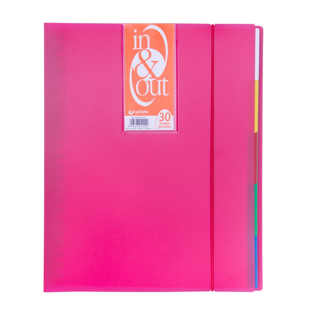 Carpeta de 30 fundas extraíbles "In&Out" translúcida fucsia