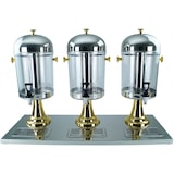 thumbnail of Saft-Dispenser Getränkedispenser Saftspender 3 x 8 Liter Standfuss goldfarbig