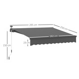 thumbnail of Outsunny-Klemmmarkise-295L x 250B x 150H cm-Grau