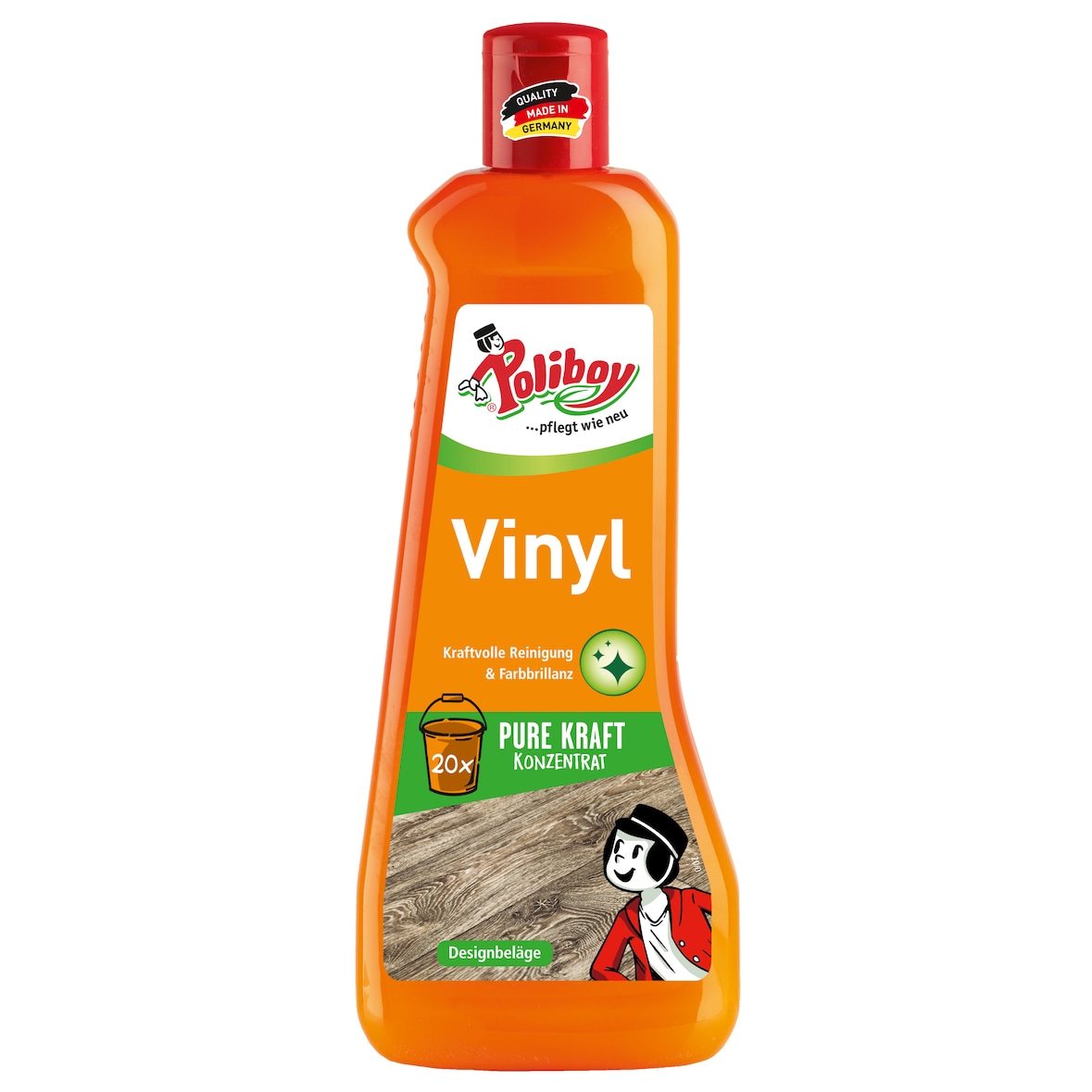 Poliboy Vinyl Reiniger Konzentrat - zur kraftvollen Reinigung von Kunststoffböden - 500 ml - Made in Germany