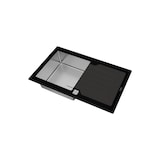 thumbnail of TEKA Diamond Glas-Einbauspüle mit einem Becken und Abtropffläche, reversibel, R15 Radius, Glas Schwarz, Edelstahl poliert 115100011