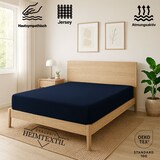 thumbnail of EXKLUSIV HEIMTEXTIL Marke Jersey Spannbettlaken 140 x 200 cm Navyblau 100% Baumwolle Öko - Tex Zertifiziert Bed-Sheet Bettlaken Spannbetttuch Topper