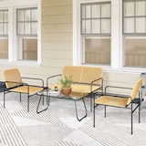 thumbnail of Outsunny conjunto jardín exterior de ratán resistente a la intemperie con 2 sillones sofá de 2 plazas y mesa de tablero de vidrio templado natural