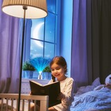 thumbnail of Relaxdays Glasfaserlampe, fließender Farbwechsel, LED Retrolampe, Stimmungslicht, Effektleuchte Fiberglas, 33 cm, bunt