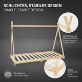 thumbnail of ML-Design Kinderbett Tipi 90x200 cm Natur mit Matratze H:10 cm & Lattenrost, Indianer Hausbett aus Kiefernholz, Bodenbett Kinderhaus Jugendbett