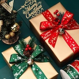 thumbnail of Dayshake Weihnachtsband - 2 Stück - Rot und Grün - 5 Meter - Frohe Weihnachten - Luxuriöses Satinband