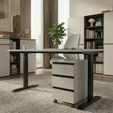 thumbnail of Büromöbel Set 2-teilig | Schreibtisch 180x80cm & Rollcontainer Greige/Schwarz | Einstellbar 68-91 cm & Soft-Close | Made in Germany Kadima Design