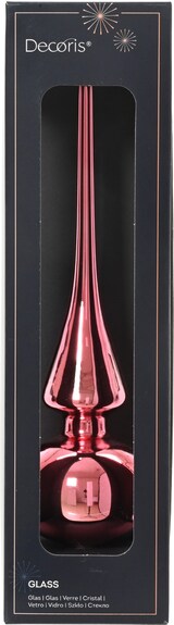 thumbnail of Christbaumspitze Glas 26cm Weihnachtsbaumspitze glänzend uni Christbaumschmuck Weihnachtsbaumschmuck Blütenrosa