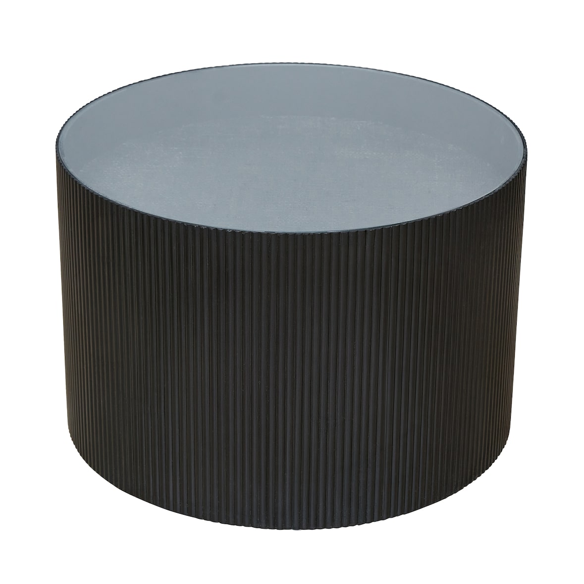 SVITA CARLA Beistelltisch Wohnzimmertisch 59x39cm (Ø x H) Paulownia Holz Schwarz