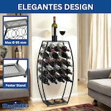 thumbnail of Weinregal Metall Schwarz Stehend 83 cm 96640 Weinständer für 18 Flaschen Dekorativer Weinflaschenhalter in Fass-Optik Flaschenregal mit Ablage